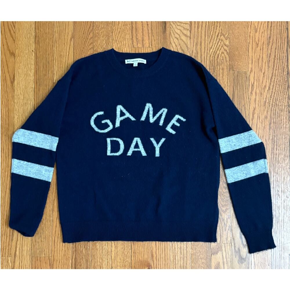 The Cashmere Project Blue White "Game Day" Pullover Long‎ Sleeve Women's Sweater
